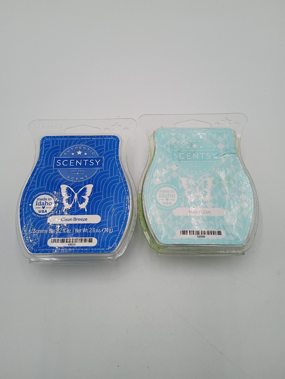 Scentsy wax melts. Lot of 2. Clean Breeze and Now & Zen